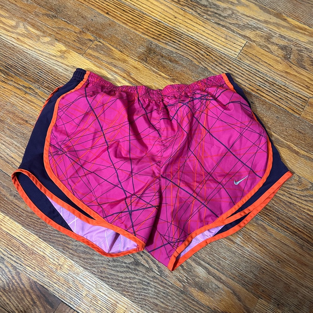 Nike Women's Vibrant Pink and Orange Athletic Shorts